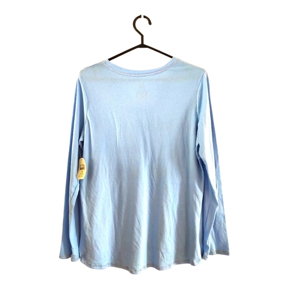💜Dead Stock⭐NWT⭐Y2K Vintage Secret Treasures Long Sleeve Shirt V-Neck Baby Blue - Picture 5 of 15